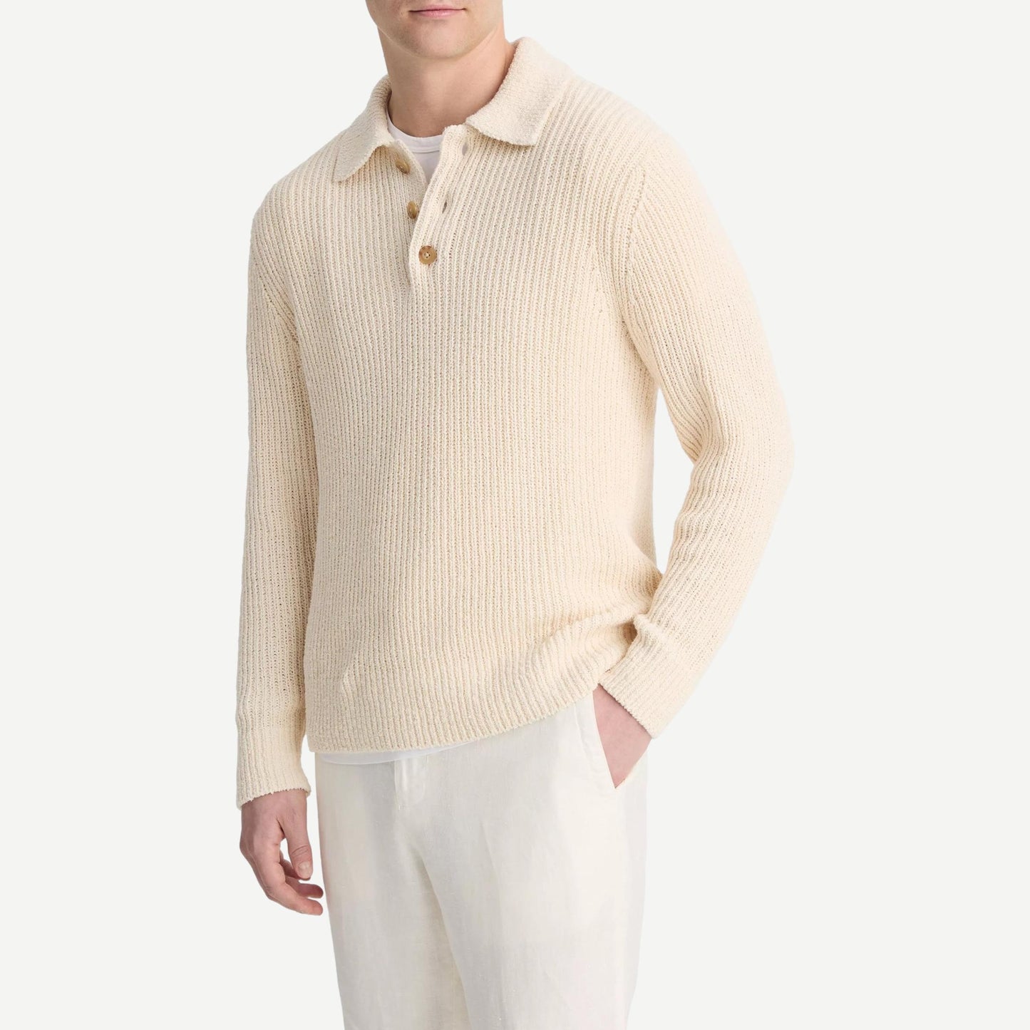 Spring Shaker L/S Polo - Bone - Galvanic.co