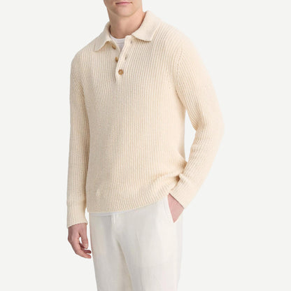 Spring Shaker L/S Polo - Bone - Galvanic.co