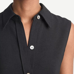 Sleeveless Button Down - Black - Galvanic.co