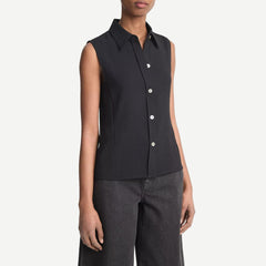 Sleeveless Button Down - Black - Galvanic.co