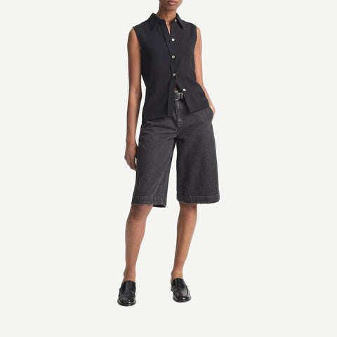 Sleeveless Button Down - Black - Galvanic.co