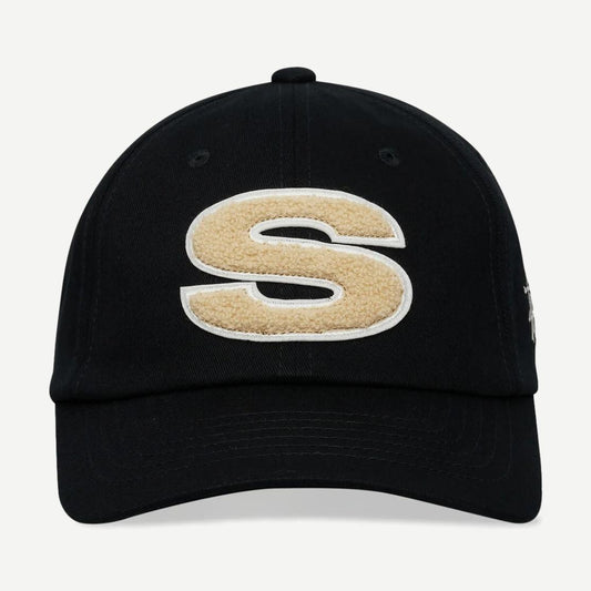 Stussy Chenille S Low Pro Cap in shadow gray, stylish hat with embroidered S logo, soft chenille fabric, and curved brim.