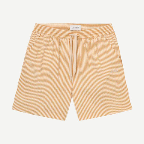 Stan Stripe Seersucker Swim Shorts - Yellow/Light Ivory - Galvanic.co