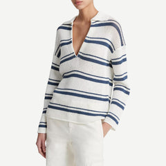 Racked Ribbed Stripe Pullover - Off White Combo - Galvanic.co