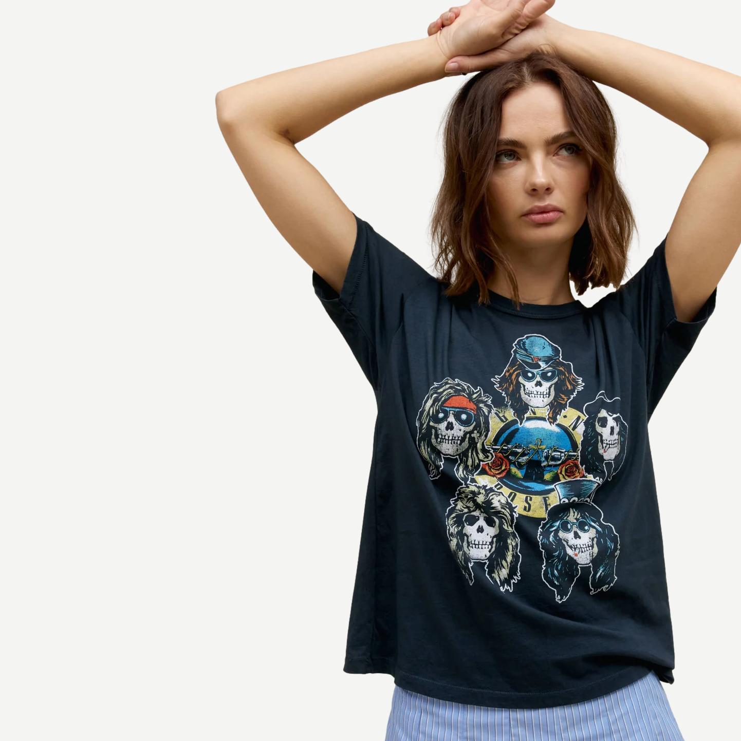 Guns N Roses UK Tour 87 Ringer Tee - Vintage Black - Galvanic.co