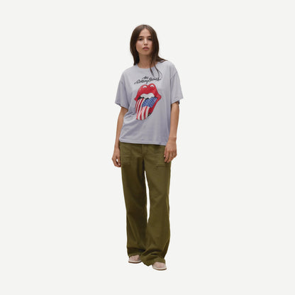 Rolling Stones Flag Tongue Burnout BF Tee - Skyway Blue - Galvanic.co