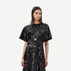 Velvet Sequins Long Dress - Black - Galvanic.co