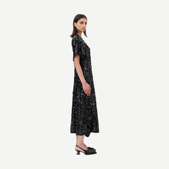 Velvet Sequins Long Dress - Black - Galvanic.co