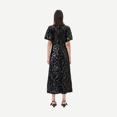 Velvet Sequins Long Dress - Black - Galvanic.co