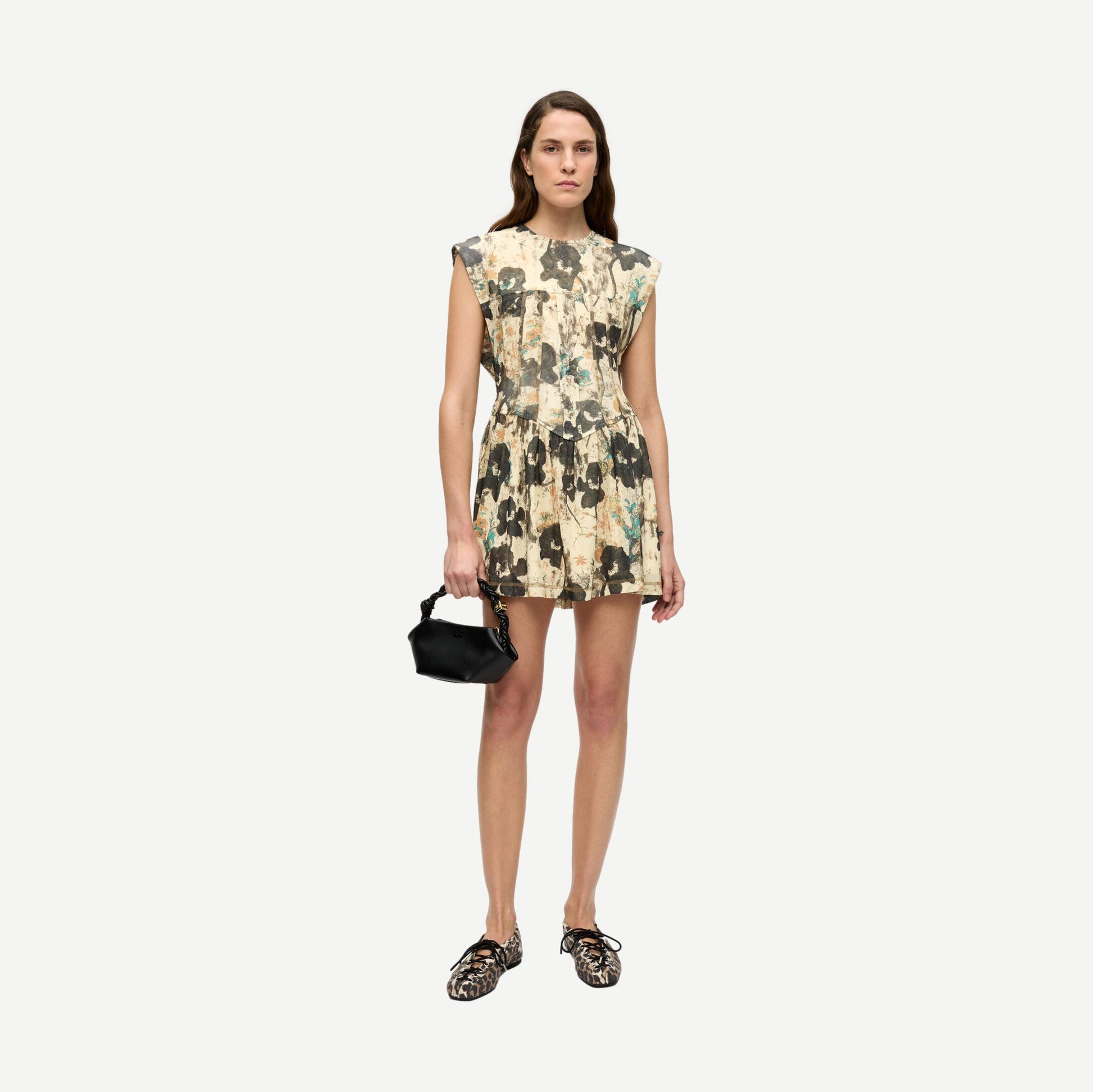 Printed Marl Mesh Corset Mini Dress - Afterglow - Galvanic.co
