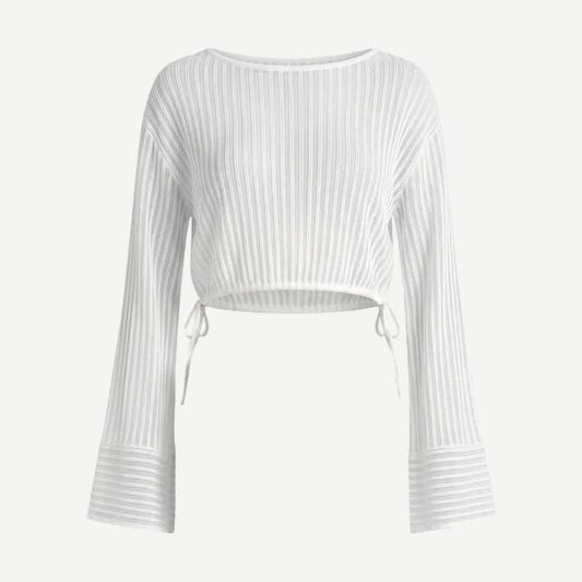 Solid and Striped Athena Top in Optic White, lightweight women’s blouse with a relaxed fit and subtle detailing.