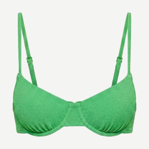 Solid and Striped Eva Top swimwear in turtle green, featuring a stylish, fitted design with adjustable straps and a scoop neckline.