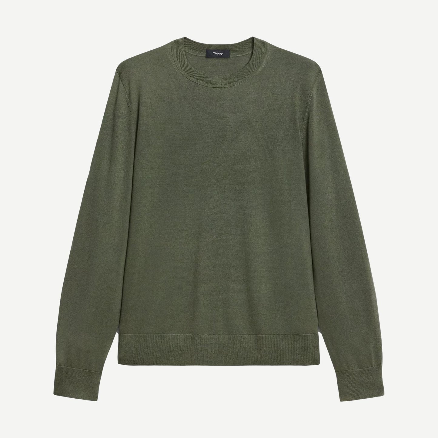 Light Ivy crewneck sweater in regal wool by Theory, featuring a classic fit and soft textured fabric.