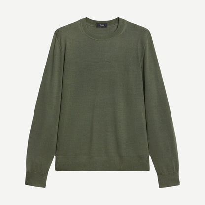 Light Ivy crewneck sweater in regal wool by Theory, featuring a classic fit and soft textured fabric.