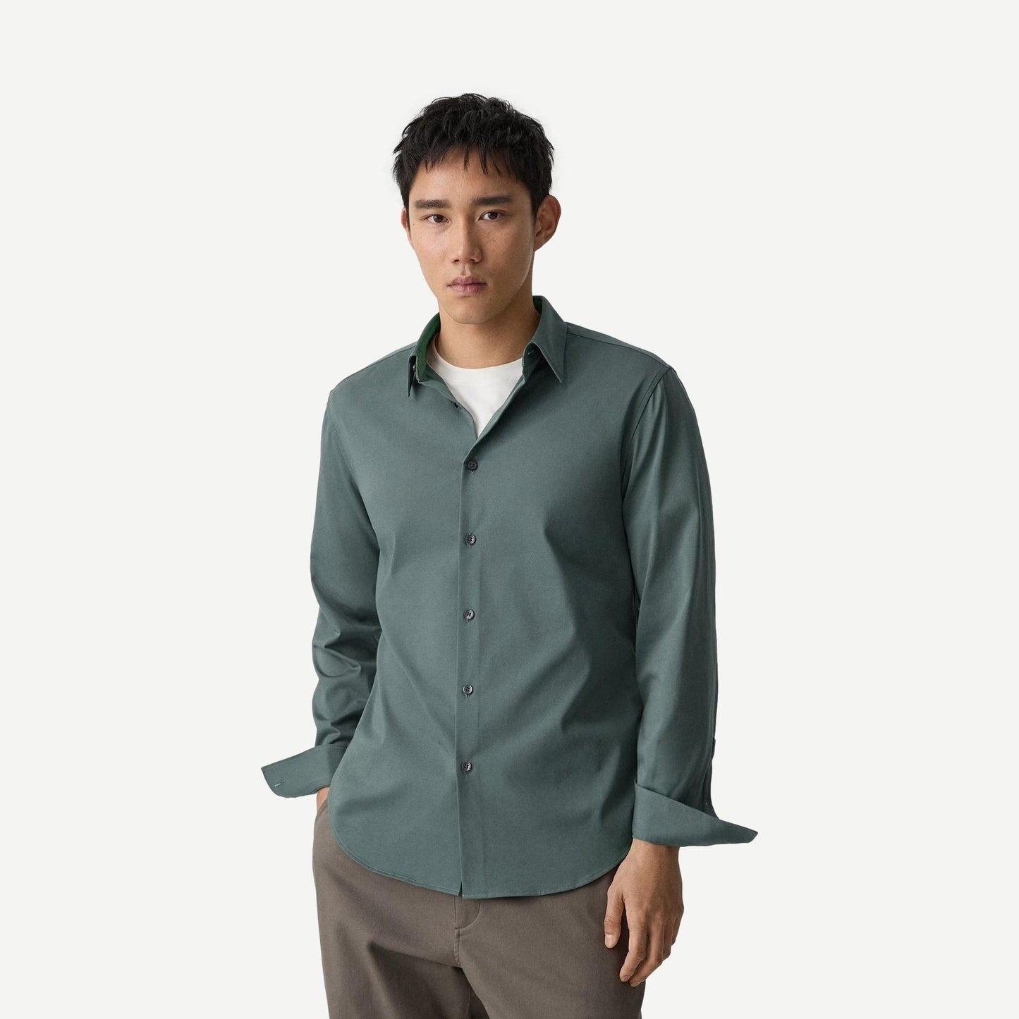 Sylvain Structure L/S Button Down - Light Pine Grove