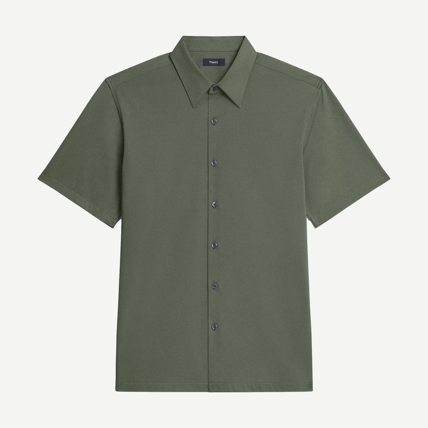 Light Ivy Irving SS shirt by Theory in structure knit fabric, showcasing a casual, stylish shirt with a relaxed fit and textured detail.