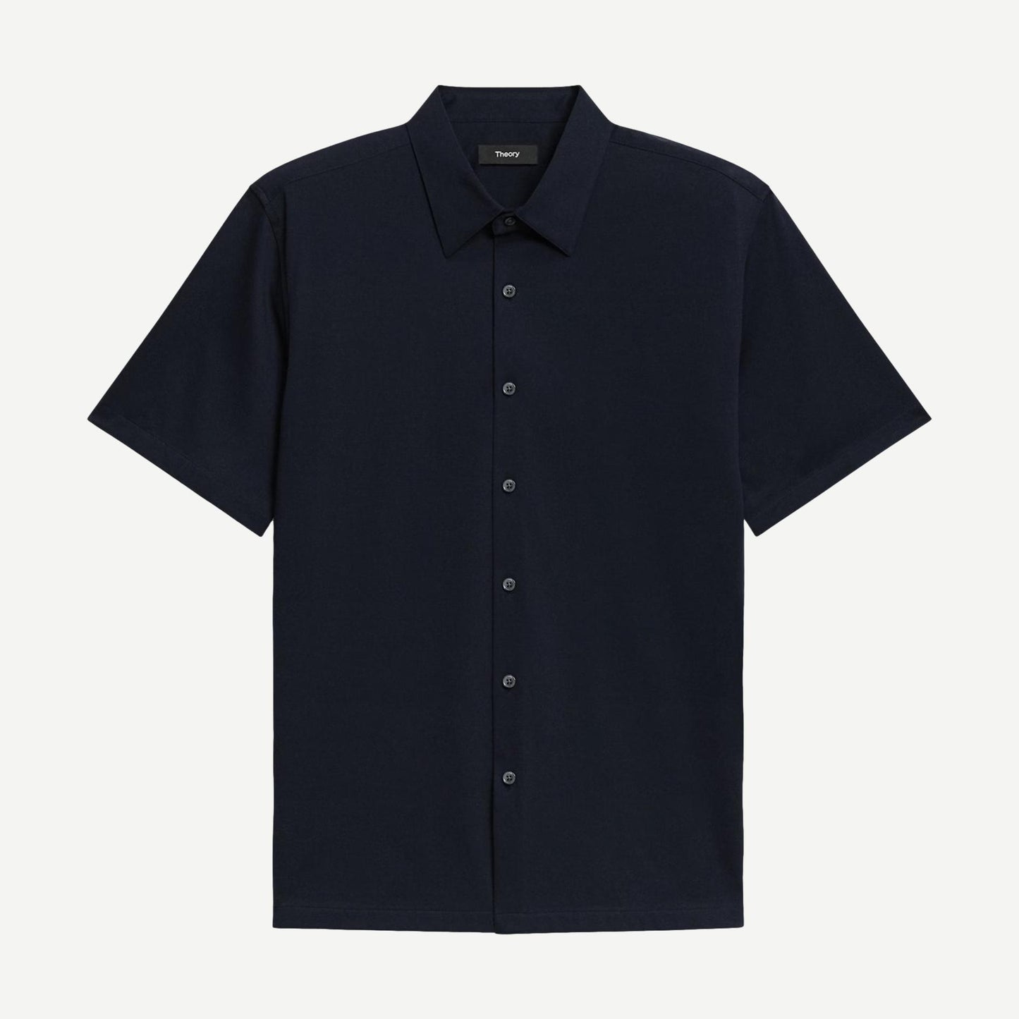 Theory Irving SS shirt in Eclipse Structure Knit, featuring a casual short-sleeve design with textured fabric and clean style.