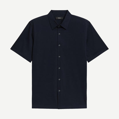 Theory Irving SS shirt in Eclipse Structure Knit, featuring a casual short-sleeve design with textured fabric and clean style.
