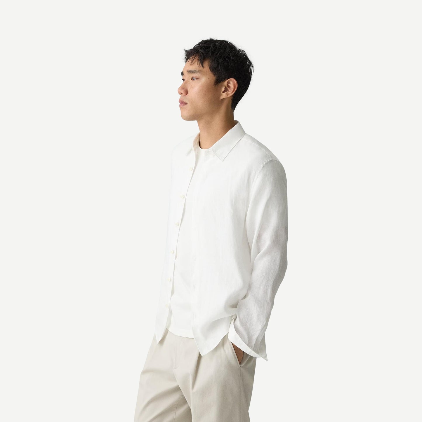 Irving OE Relaxed L/S Button Up - White - Galvanic.co