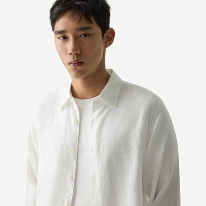 Irving OE Relaxed L/S Button Up - White - Galvanic.co