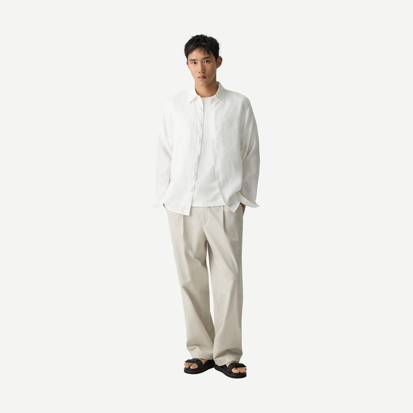 Irving OE Relaxed L/S Button Up - White - Galvanic.co