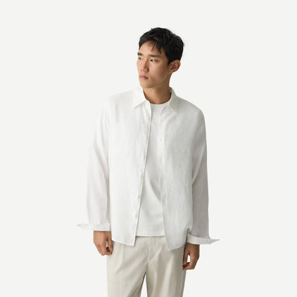Irving OE Relaxed L/S Button Up - White - Galvanic.co