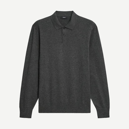 Goris Polo Long Sleeve Shirt - Charcoal Melange