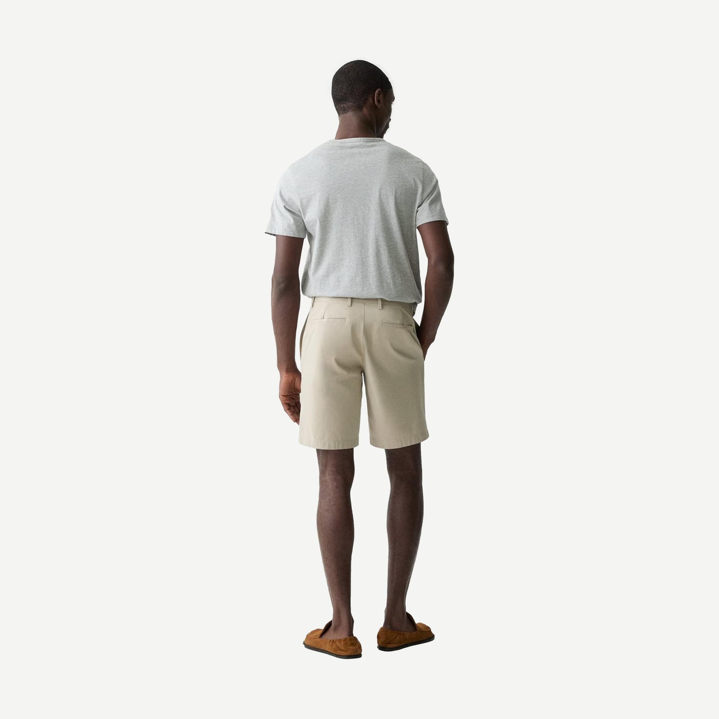 Zaine Stretch Cotton Shorts - Earl Grey - Galvanic.co