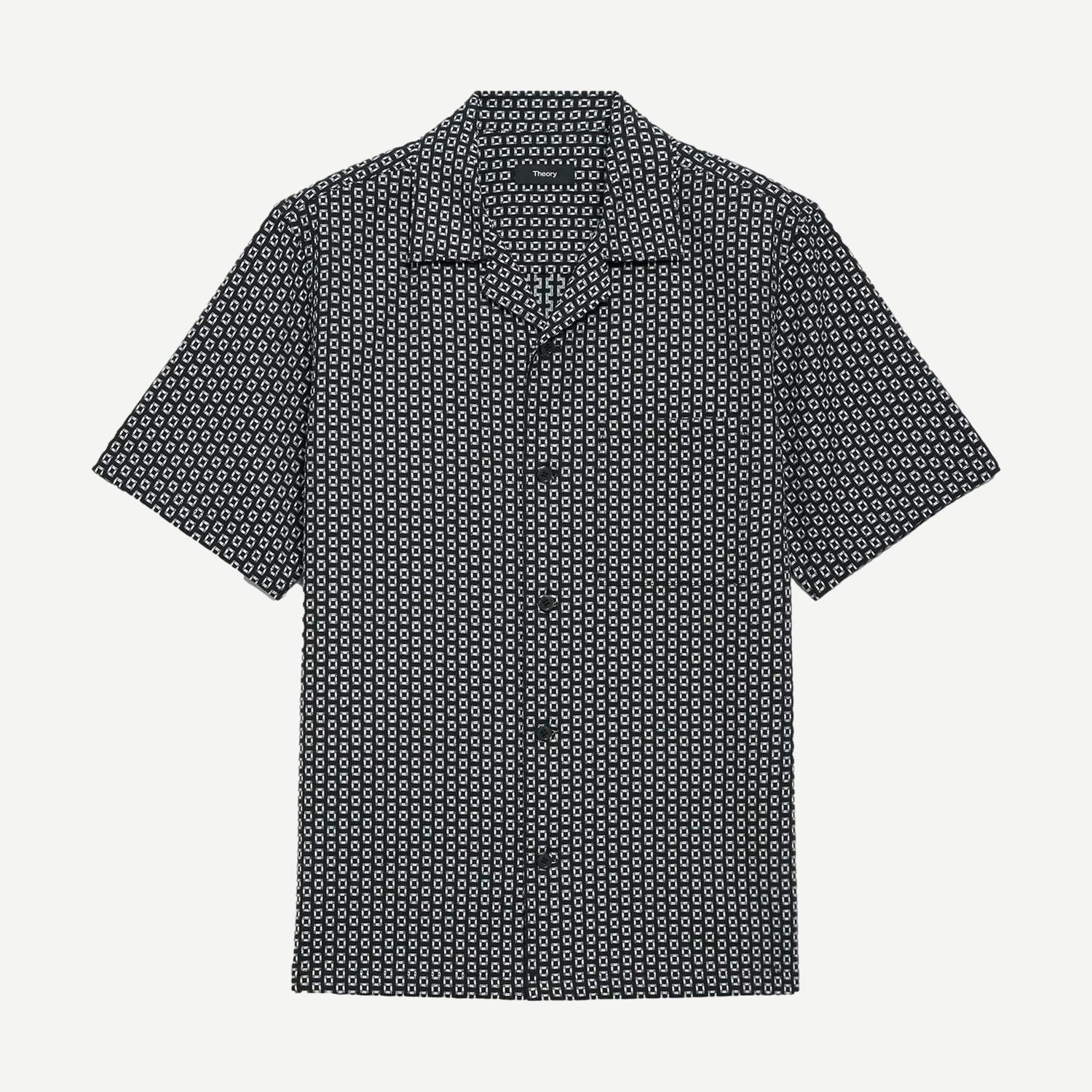 Noll SS Camp Geo Cotton Shirt - Black/White - Galvanic.co