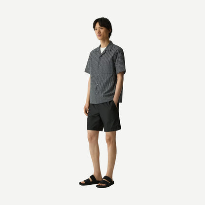 Noll SS Camp Geo Cotton Shirt - Black/White - Galvanic.co