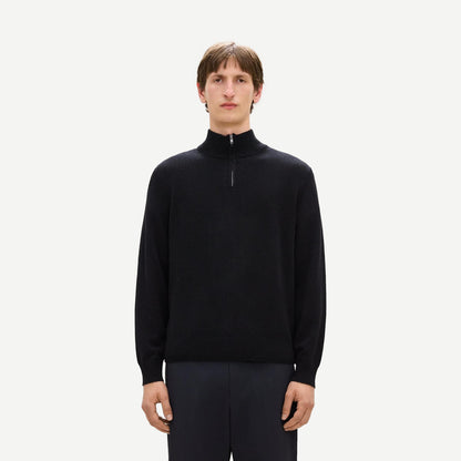 Hilles Quarter Zip Cashmere - Black - Galvanic.co