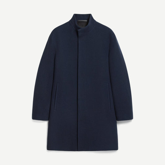 Belvin Textured Wool Blend Coat Melton - Phantom Melange - Galvanic.co