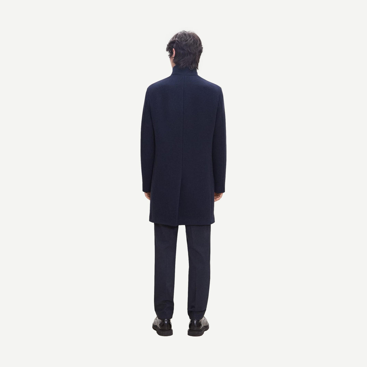 Belvin Textured Wool Blend Coat Melton - Phantom Melange - Galvanic.co