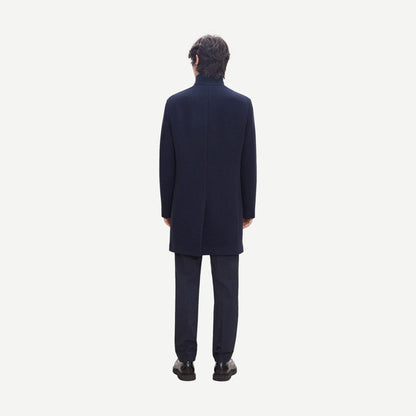 Belvin Textured Wool Blend Coat Melton - Phantom Melange - Galvanic.co