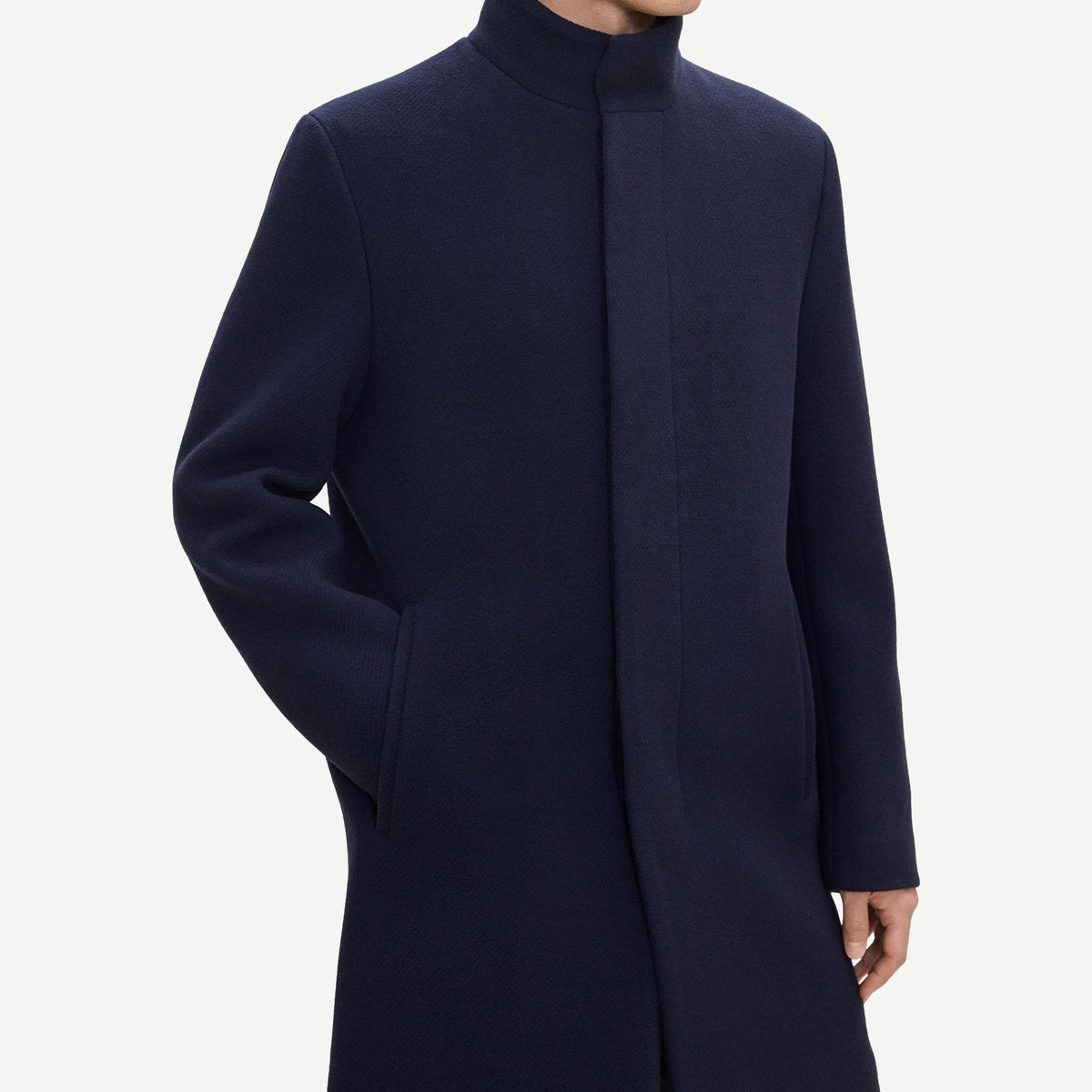 Belvin Textured Wool Blend Coat Melton - Phantom Melange - Galvanic.co