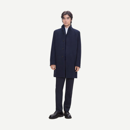 Belvin Textured Wool Blend Coat Melton - Phantom Melange - Galvanic.co