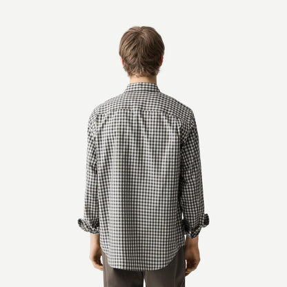 Theory Weekend Shirt in Park Check Ivy Multi featuring a casual plaid design, long sleeves, and button-up front.