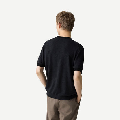 Crewneck Tee Silk Linen - Black - Galvanic.co