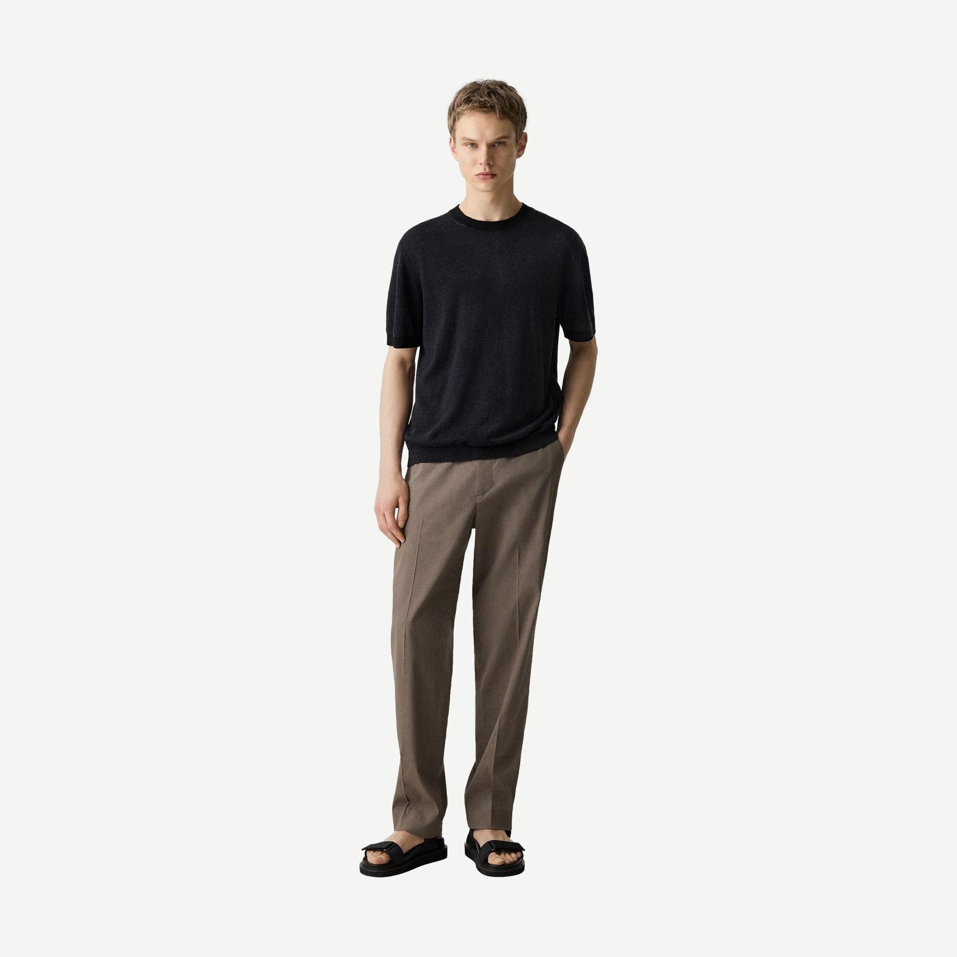 Crewneck Tee Silk Linen - Black - Galvanic.co