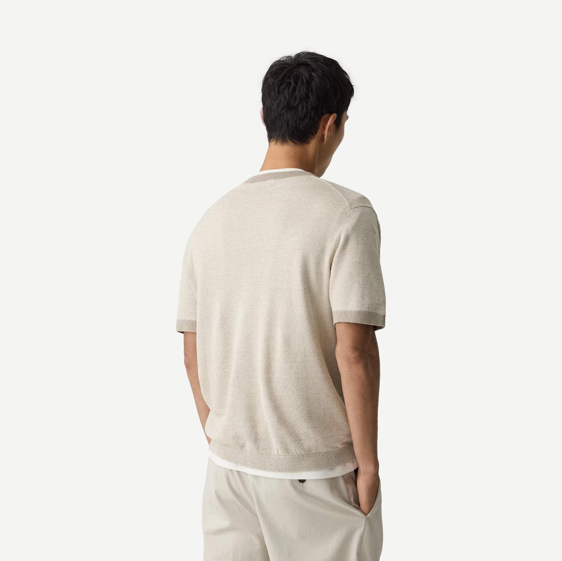 Silver Cloud crewneck T-shirt by Theory made from silk and linen, shown with a relaxed fit and soft fabric texture.