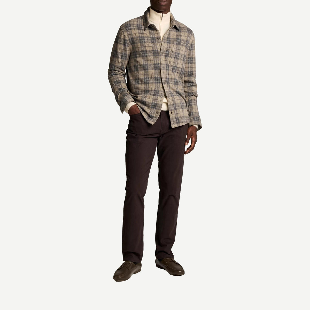 Tartan Plaid L/S Button Down - Dark Heath.Oatmeal