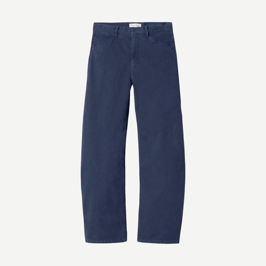 Nili Lotan Tribeca Pant in vintage washed navy, showing relaxed fit and classic design, made from soft fabric.