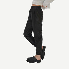 Utility Faux Leather Jogger - Black - Galvanic.co