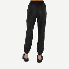 Utility Faux Leather Jogger - Black - Galvanic.co