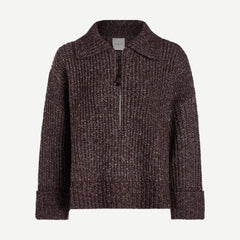 Amelia Half Zip Knit - Coffee Bean - Galvanic.co