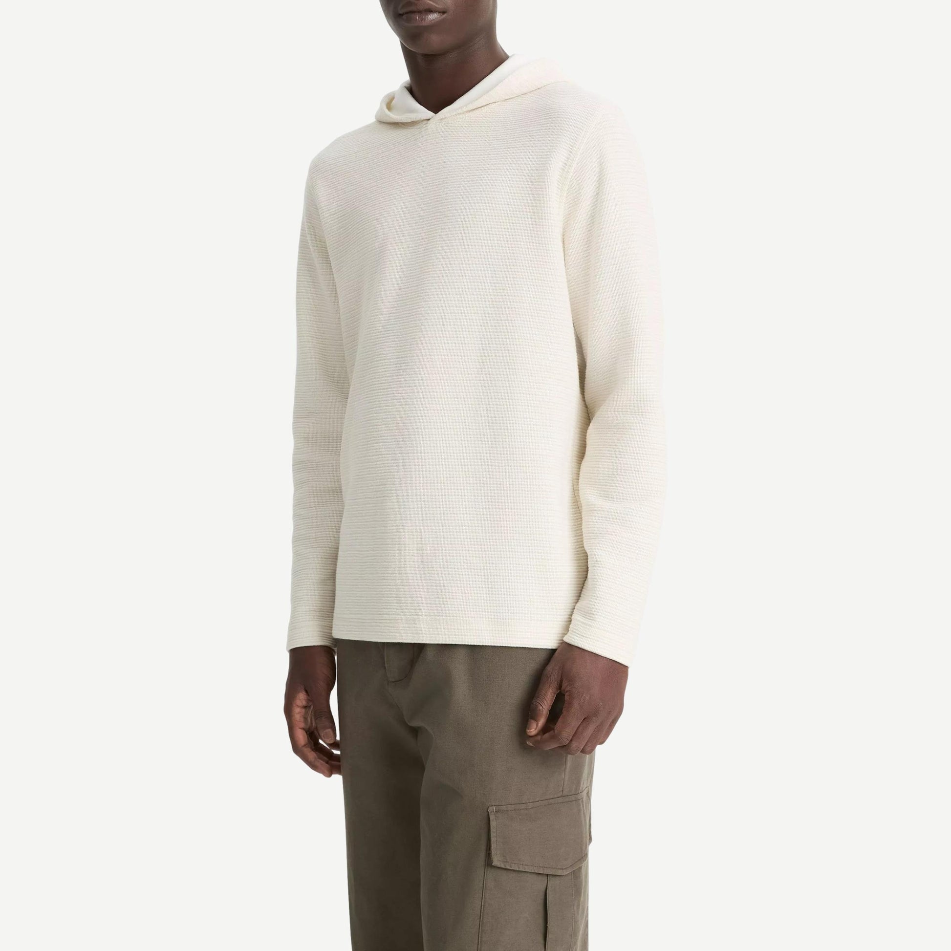 Double Face Cotton Blend Hoodie - Sand/Natural - Galvanic.co