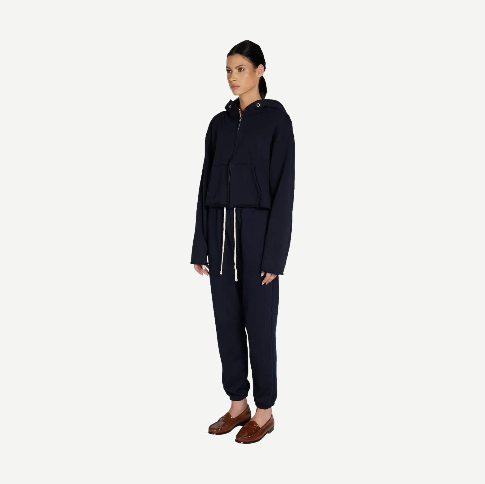 Rosa Raw Zip Hoodie - Navy - Galvanic.co