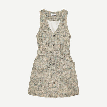 Summer Tweed Belt Mini Dress - Alaskan Blue - Galvanic.co