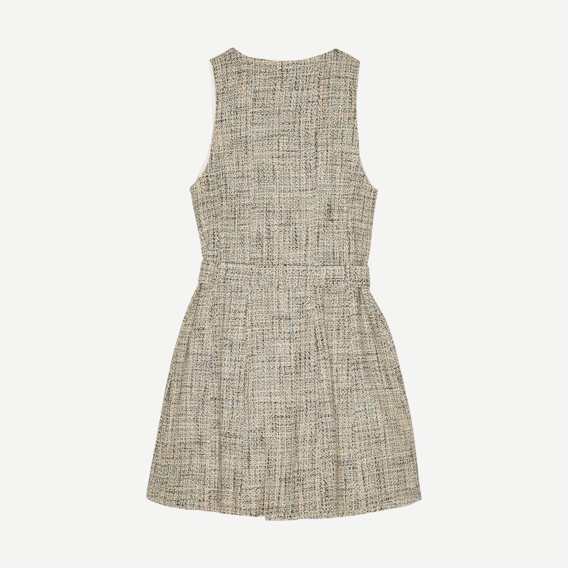 Summer Tweed Belt Mini Dress - Alaskan Blue – Galvanic.co