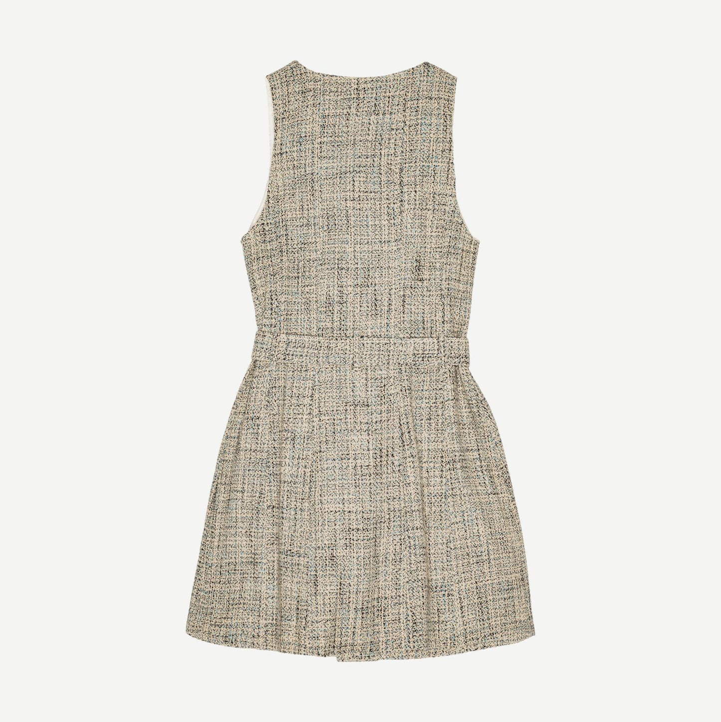 Summer Tweed Belt Mini Dress - Alaskan Blue - Galvanic.co